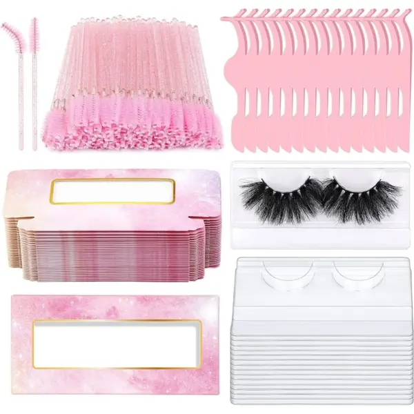 Eyelash Packaging Kit, Empty Lash Boxes, Trays, Tweezers, Brushes (175 Pieces)